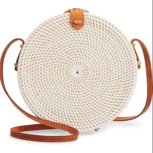 Nordstrom Woven Rattan Canteen Round Crossbody Bag